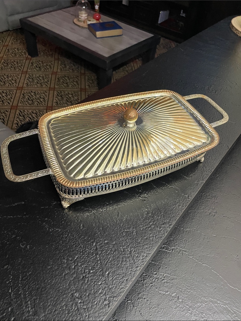 Vintage-Style Serving Cradle with Lid - Home Kitchen Decor- Great Patina 2pc